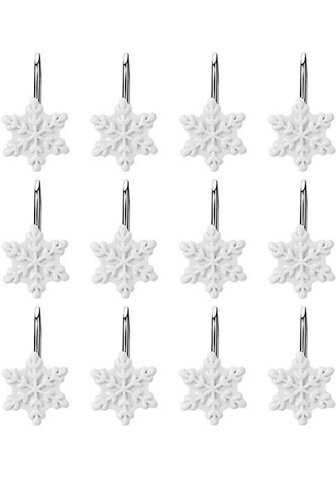 12Pack Christmas Snowflake Anti-Rust Shower Curtain Hooks for Home Decorative
