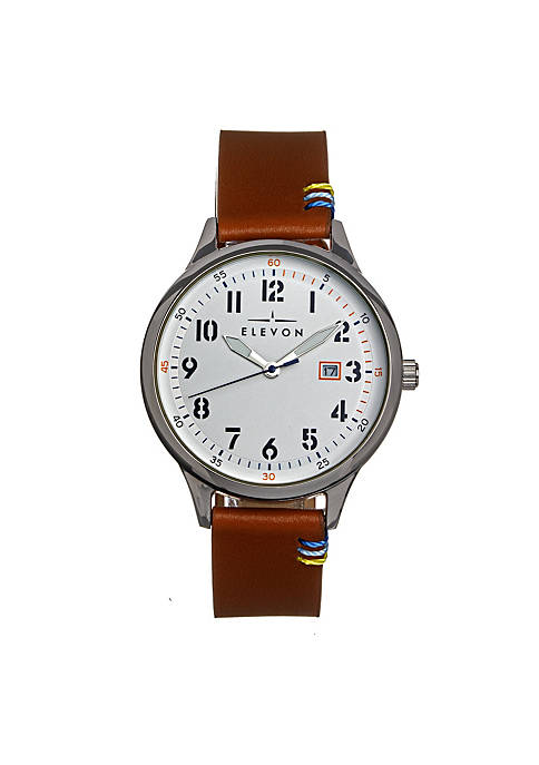 Elevon Boost Leather-Band Watch w/Date