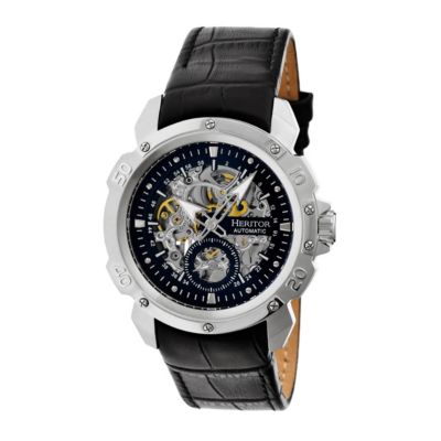 Men's Heritor Automatic Conrad Skeleton Leather-Band Watch