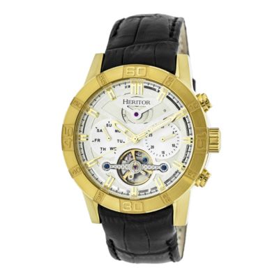 Men's Heritor Automatic Hannibal Semi-Skeleton Leather-Band Watch, 0 -  847864144750
