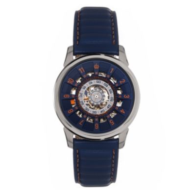 Reign Men's Monterey Skeletonized Leather-Band Watch, Blue, 0 -  840148805408