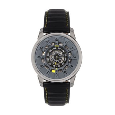 Reign Men's Monterey Skeletonized Leather-Band Watch, Grey, 0 -  840148805385