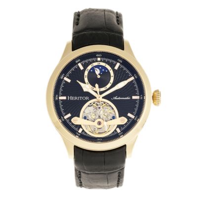 Men's Heritor Automatic Gregory Semi-Skeleton Leather-Band Watch