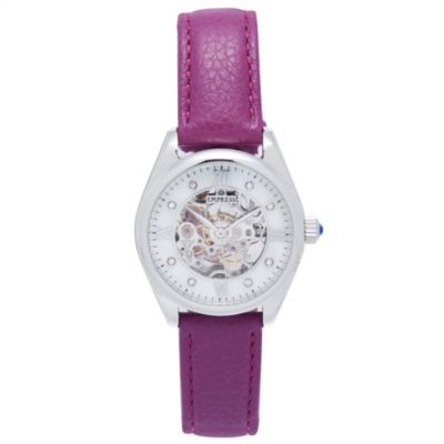 Women's Empress Magnolia Automatic Mop Skeleton Dial Leather-Band Watch, 0 -  840148807785