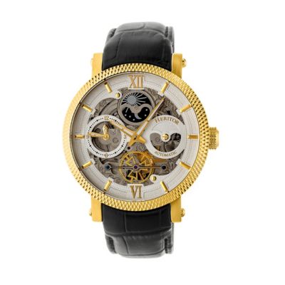 Men's Heritor Automatic Aries Skeleton Leather-Band Watch, 0 -  847864150218
