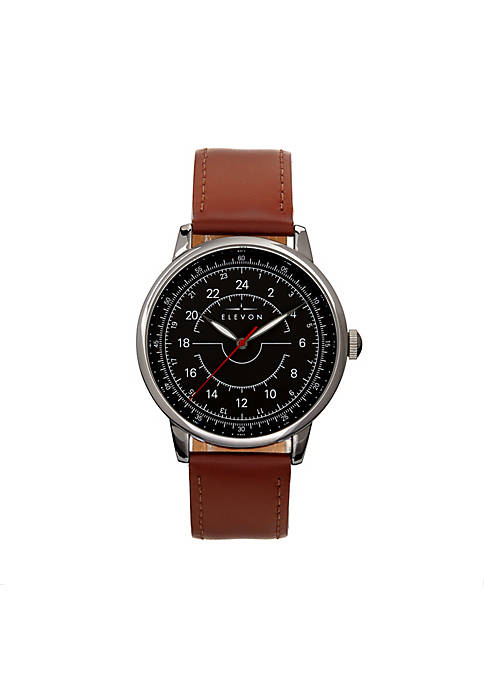 Elevon Gauge Leather-Band Watch