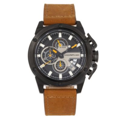 Men's Morphic M81 Series Chronograph Leather-Band Watch W/date