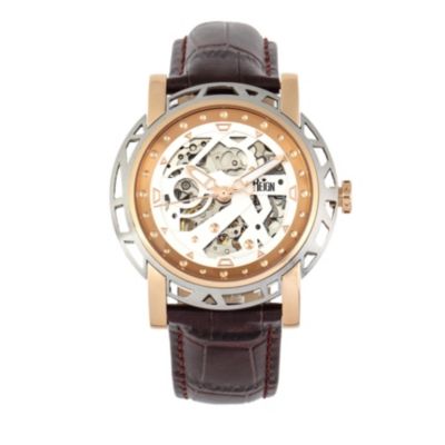 Men's Reign Stavros Automatic Skeleton Leather-Band Watch, 0 -  847864144200