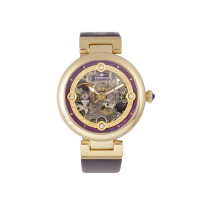 Women's Empress Adelaide Automatic Skeleton Leather-Band Watch, Purple, 0 -  847864168190