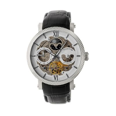 Men's Heritor Automatic Aries Skeleton Leather-Band Watch, 0 -  847864150195