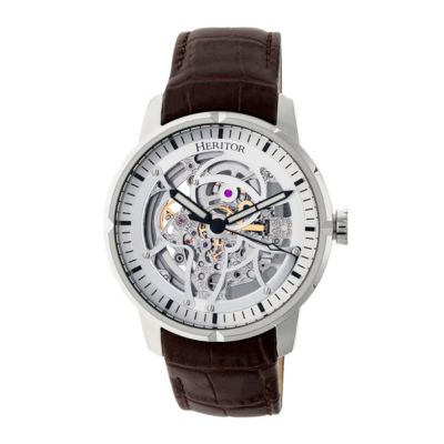 Men's Heritor Automatic Ryder Skeleton Leather-Band Watch