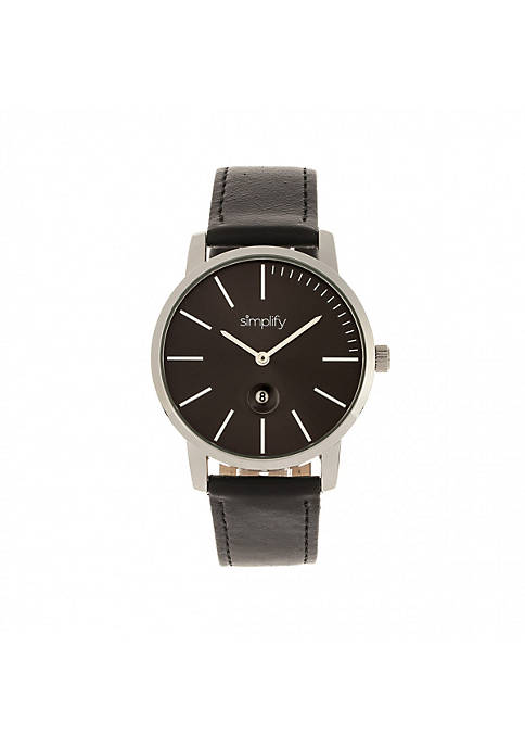 Simplify The 4700 Leather-Band Watch w/Date