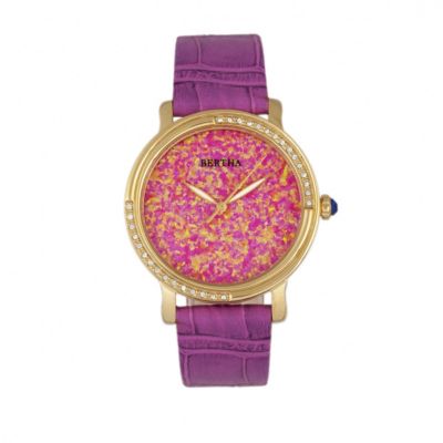 Women's Bertha Courtney Opal Dial Leather-Band Watch, Pink, 0 -  847864160125
