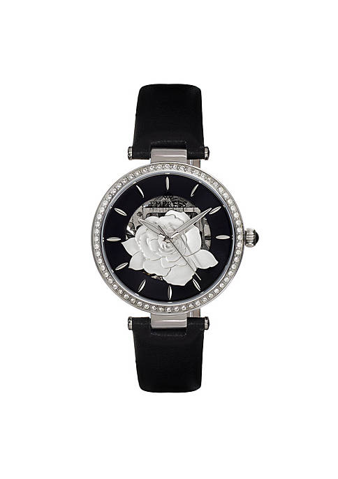 Empress Anne Automatic Semi-Skeleton Leather-Band Watch