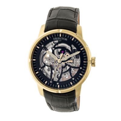 Men's Heritor Automatic Ryder Skeleton Leather-Band Watch, 0 -  847864148697