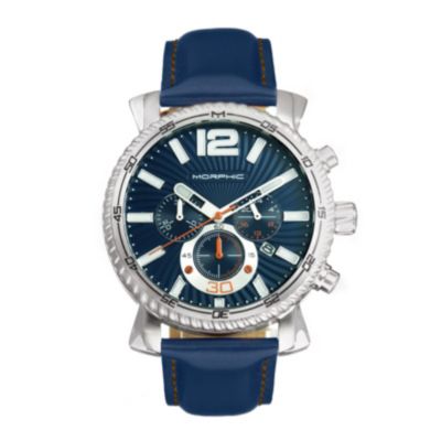 Men's Morphic M89 Series Chronograph Leather-Band Watch W/date, Blue, 0 -  847864194984