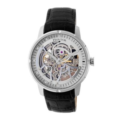 Men's Heritor Automatic Ryder Skeleton Leather-Band Watch, 0 -  847864148437