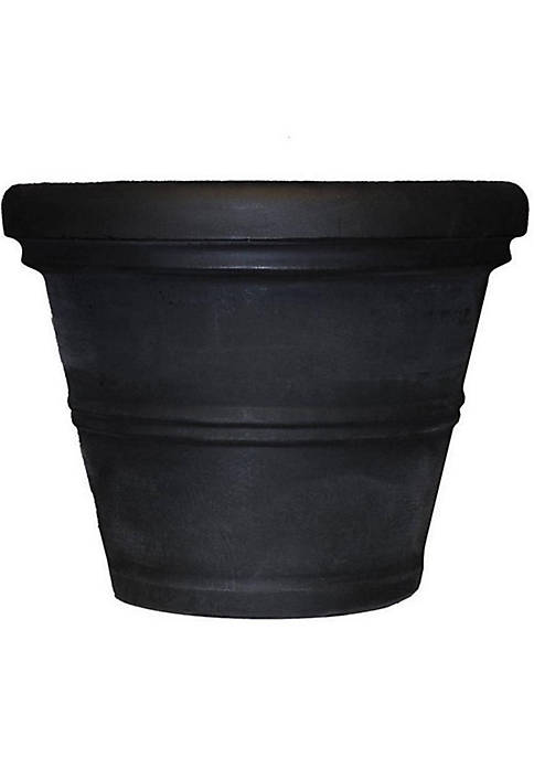 TUSRR245BK 24.5 in. Round Rolled Rim Garden Pot&#44; Black