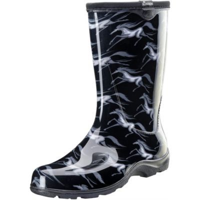 Sloggers Waterproof Comfort Garden/rain Boot, Horse Black, Size 7