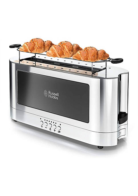 Russell Hobbs Glass Accented Long Toaster, Black &