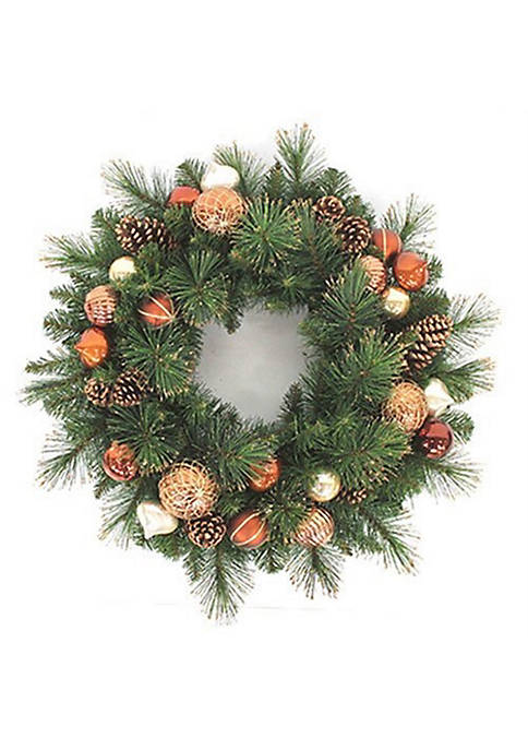 Holiday Wonderland Artif. Wreath w/ Copper/Chocolate 0rnaments