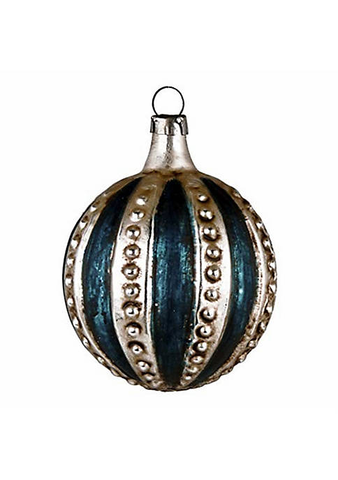 Marolin (#2011004) Vintage Christmas Glass Ornament, Ball Blue