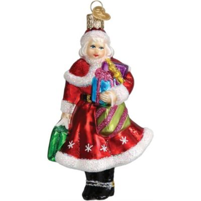 Old World Christmas Mrs. Claus Goes Shopping Glass Blown Ornament For Christmas Tree