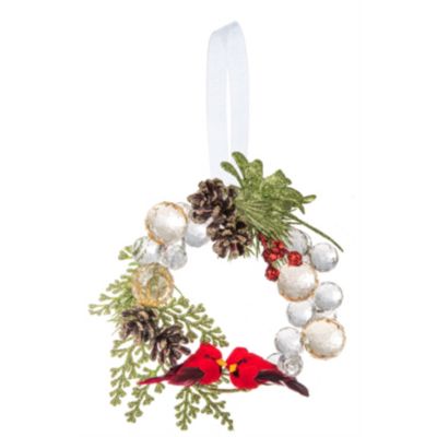 Ganz Acrylic Holiday Christmas Ornament, Beaded Cardinal Wreath -  696322572778