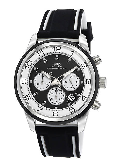 Arthur Mens Chronograph Black and White Silicone Watch, 1092BCARR
