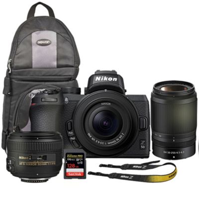 Nikon Z 50 Mirrorless Digital Camera With 16-50Mm And 50-250Mm Z Vr + Af-S Nikkor 50Mm F/1.4G Lens + Ftz Ii Adapter + Sandisk 128Gb Sdxc Memory Card