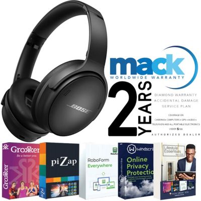 Bose Quietcomfort 45 Noise-Canceling Wireless Over-Ear Headphones (Triple Black) + Softwares + Mack 2Yr Worldwide Diamond Warranty