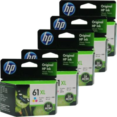 5X Hp 61Xl High Yield Tri-Color Original Ink Cartridge 1650 Pages