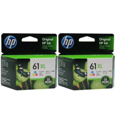 2X Hp 61Xl High Yield Tri-Color Original Ink Cartridge 660 Pages