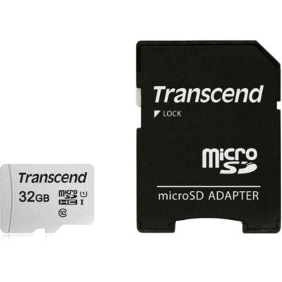 Transcend 32Gb Microsd 300S 100Mb/s Class 10 Micro Sdhc Memory Card With Sd Adapter, Black, Standard -  760557842071
