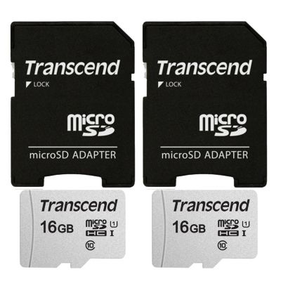 2 Units Transcend 16Gb Microsd Class 10 Micro Sdhc Memory Card With Sd Adapter