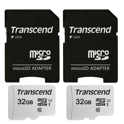 2 Units Transcend 32Gb Microsd Class 10 Micro Sdhc Memory Card With Sd Adapter, Black, Standard -  614198400971