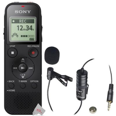 Sony Icd-Px470 Stereo Digital Voice Recorder With Vidpro Professional Lavalier Condenser Microphone, Black -  614198344367