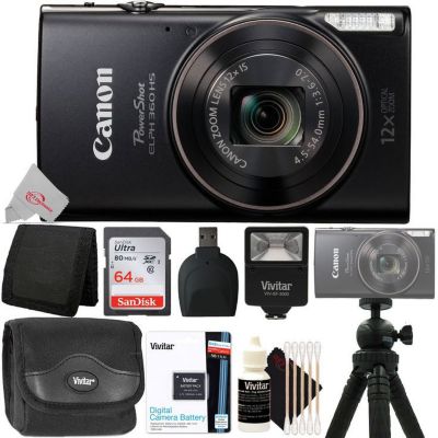Canon Powershot Ixus 285 / Elph 360 20.2Mp 12X Optical Zoom Digital Camera Advanced Bundle, Black -  614198349287