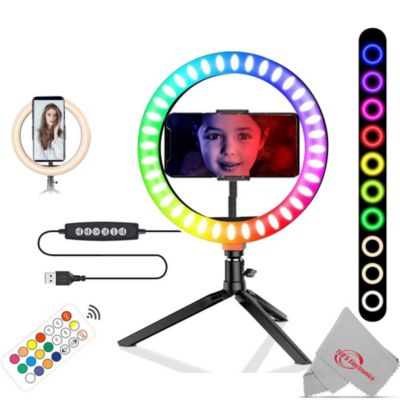 Vivitar Vlog Essentials 8 Inch Full Color Rgb Led Ring Light 360Â° Rotation With Phone Cradle Remote And Tripod, Black -  681066020333