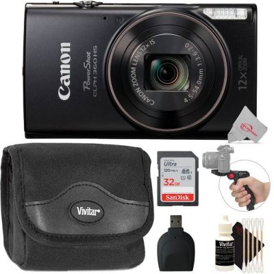 Canon Powershot Ixus 285 / Elph 360 20.2Mp 12X Optical Zoom Digital Camera Basic Starter Bundle, Black -  614198349270