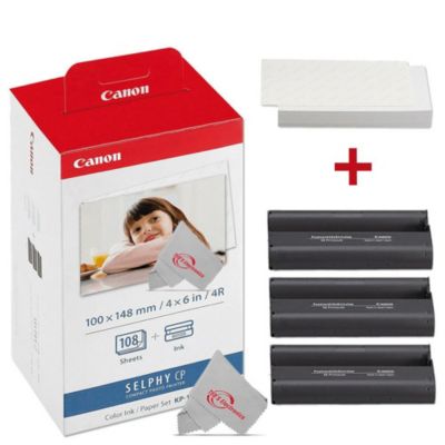 Canon Selphy Cp1000 Compact Colored Photo Printer + 4 Packs Color