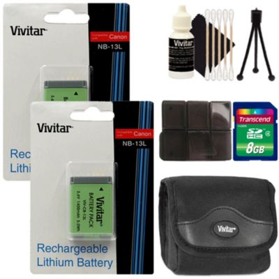 Vivitar 2X Rechageable Lithium Replacement Battery Nb-13L For Canon Powershot G7 X G9 X Sx730 Sx720 Sx620 Digital Camera With Accessories, Black -  635322935848