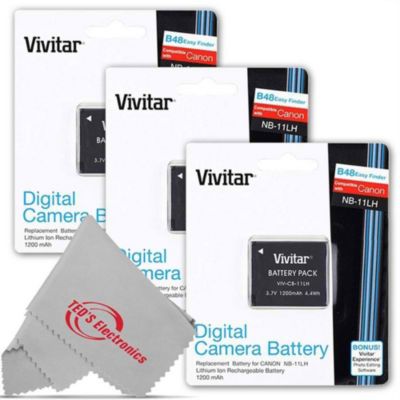 Black Vivitar Viv-Cb-11Lh Rechargeable Replacement Battery For Canon Nb-11Lh Set Of 3, 0 -  796376919625