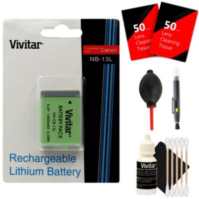 Vivitar Green Nb-13L Replacement Battery For Canon Powershot G7 X Ii With Accessory Bundle