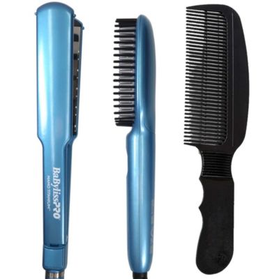Babylisspro Nano Titanium Ultra-Thin Flat Iron & Thermal Paddle Brush With Comb (Sky Blue), Sky Blue -  614198406171