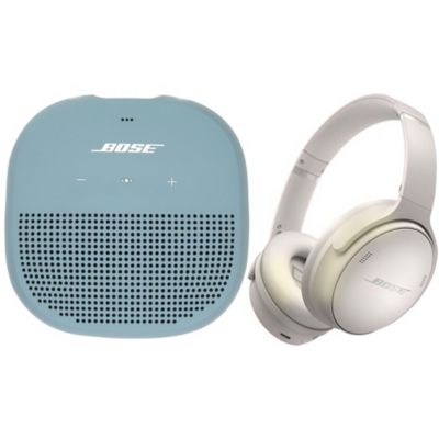 Bose Quietcomfort 45 Noise-Canceling Headphone White + Soundlink Micro Speaker