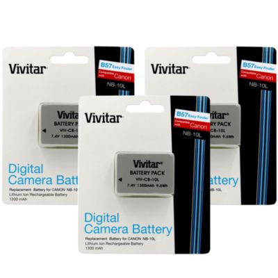 Vivitar 3X Nb-10L Replacement Battery For Canon G1 X G3 X Sx60 Sx50