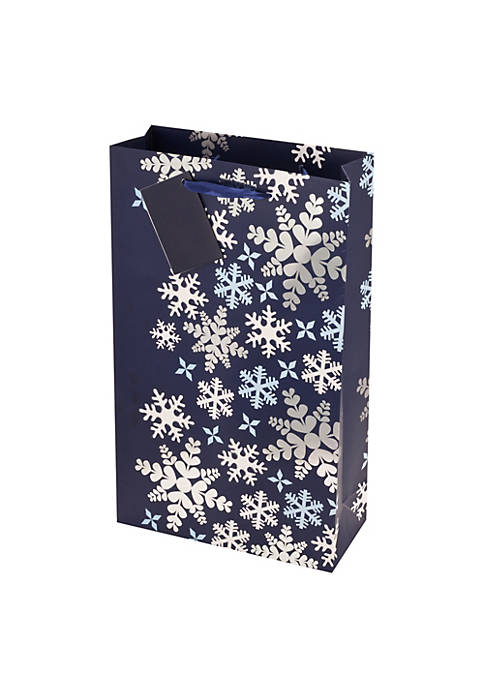 Cakewalk (Bags) Blue Snowflake Double Bottle Bag