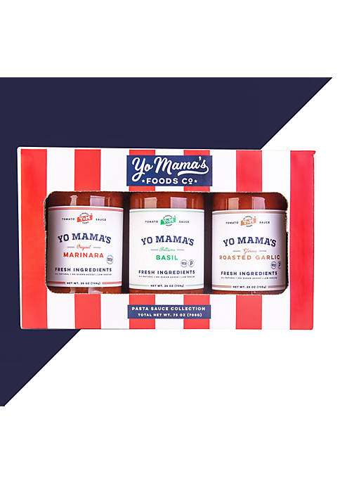 Yo Mama’s Foods Gift Set Includes (1) Marinara Sauce (1) Tomato Basil and (1) Roasted Garlic