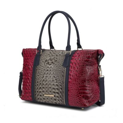 Mkf Collection By Mia K Women's Raven Faux Crocodile-Embossed Vegan Leather Duffle Bag, Fuchsia -  749569338086